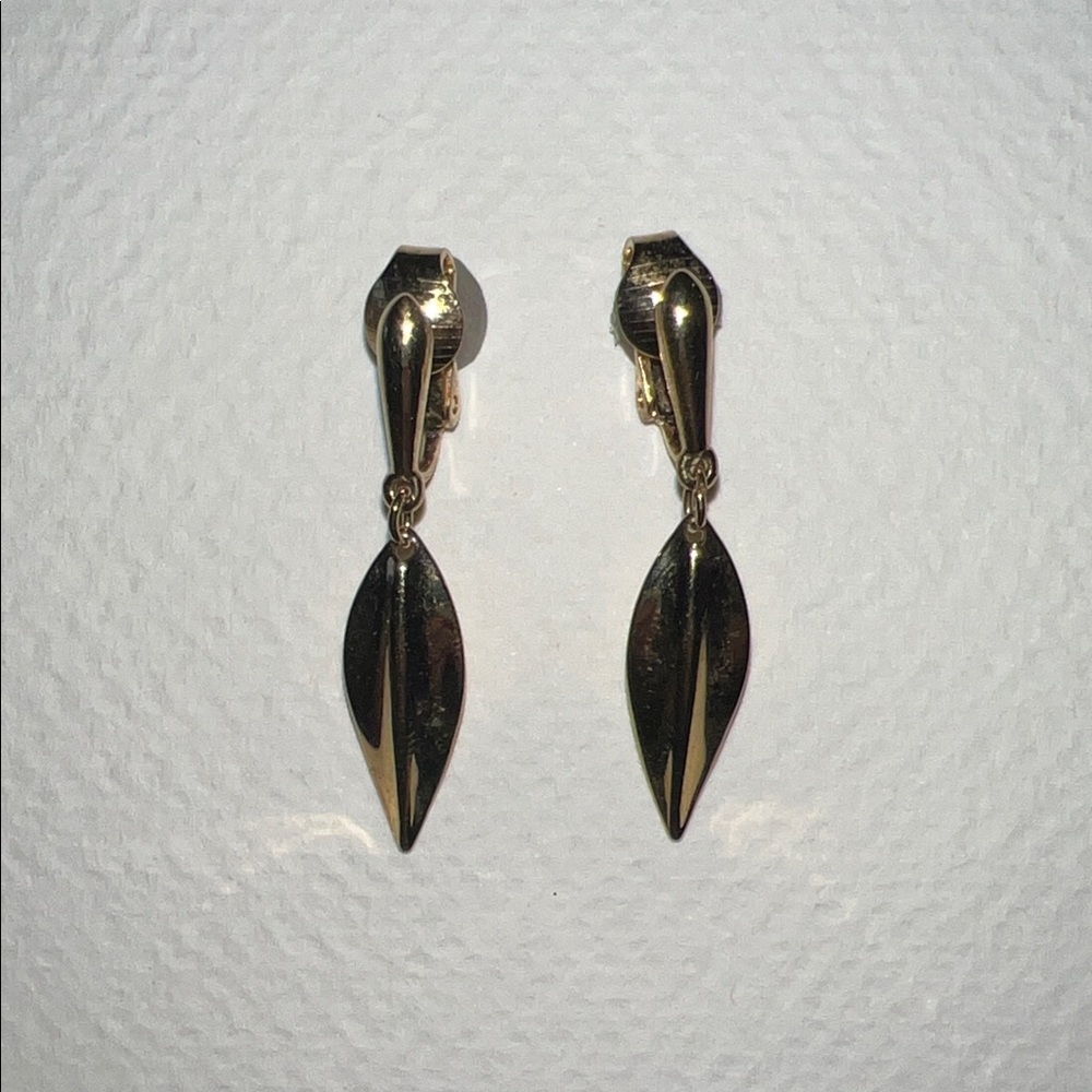 Trifari Gold Leaf Drop Clip-On Earrings - Women Jewelry